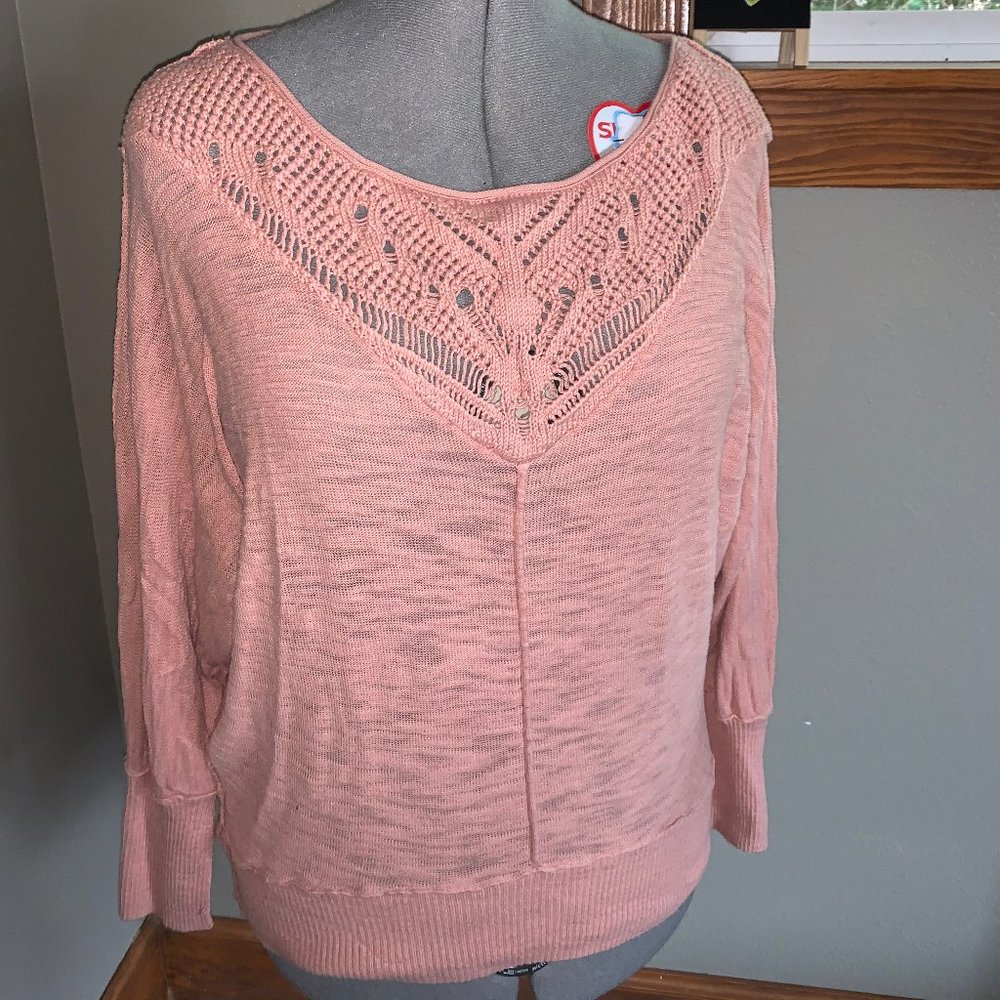 DKNY Super Sweet Sweater w/ Crochet detail